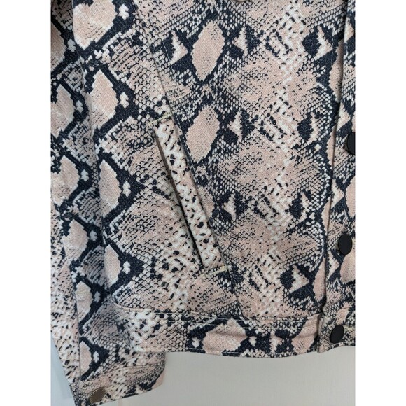 L'AGENCE Celine Slim Denim Jacket Snake Print Coral Paloma Pink Size S/P Stretch - Picture 4 of 10